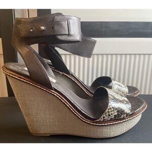 Steve Madden Bevrlie Wedge Platform Sandals Womens Snakeskin Print Size 9